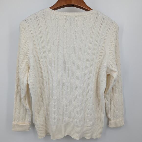 Preppy Cable Knit V Neck 2000s Y2K St Johns Bay 1X Classic Fit Academic Sweater - Picture 2 of 3
